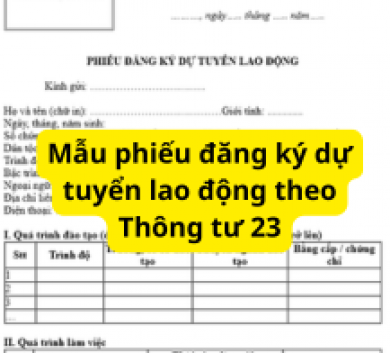 Mẫu phiếu đăng ký dự tuyển lao động theo Thông tư 23