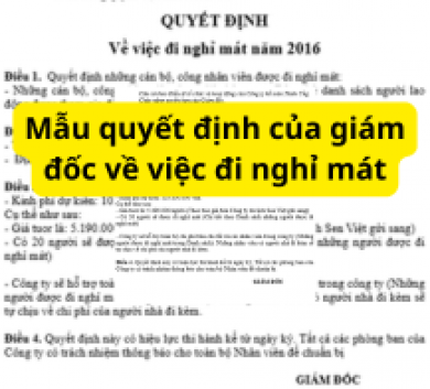Mẫu quyết định của giám đốc về việc đi nghỉ mát
