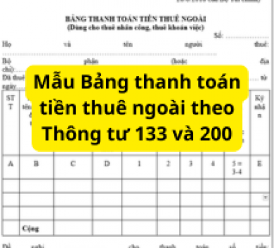 Mẫu Bảng thanh toán tiền thuê ngoài theo Thông tư 133 và 200